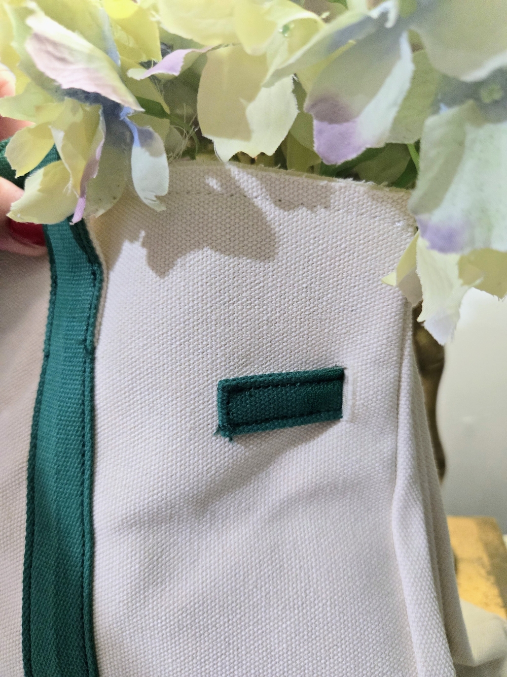 Stylish Canvas Boat Tote - Cream & Forest Green, NEW - Picture 5 of 11